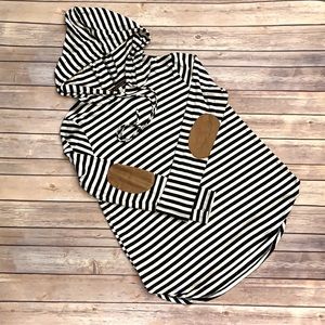 NWOT Staccato Striped Hoodie with Elbow Patch